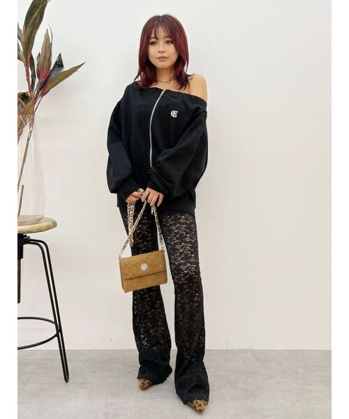 EVRIS（エヴリス） パンツ 「ウエストゴム・2サイズ」レースフレア