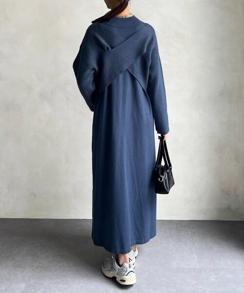 Chez toi（シェトワ） ワンピース クロスプルオーバー×ニット