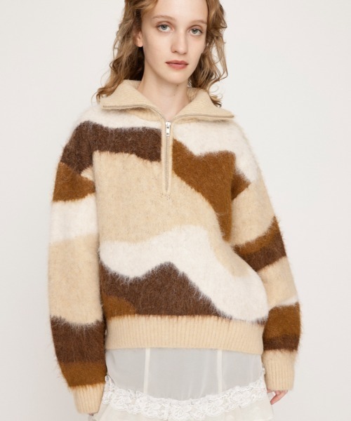 その他 ZIMOMO ST Streep SLY（スライ） ニット セーター FRONT ZIP MARBLE KNIT TOPS フロント