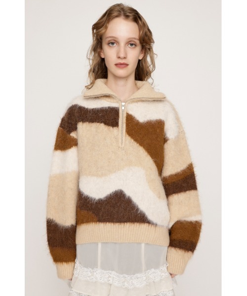 トップス s.k SLY（スライ） ニット セーター FRONT ZIP MARBLE KNIT TOPS フロント