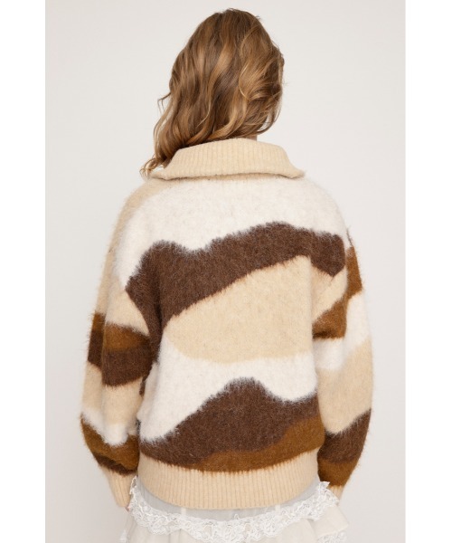 SLY（スライ） ニット セーター FRONT ZIP MARBLE KNIT TOPS フロント