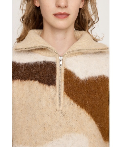 SLY（スライ） ニット セーター FRONT ZIP MARBLE KNIT TOPS フロント