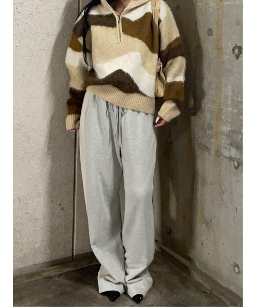 SLY（スライ） ニット セーター FRONT ZIP MARBLE KNIT TOPS フロント