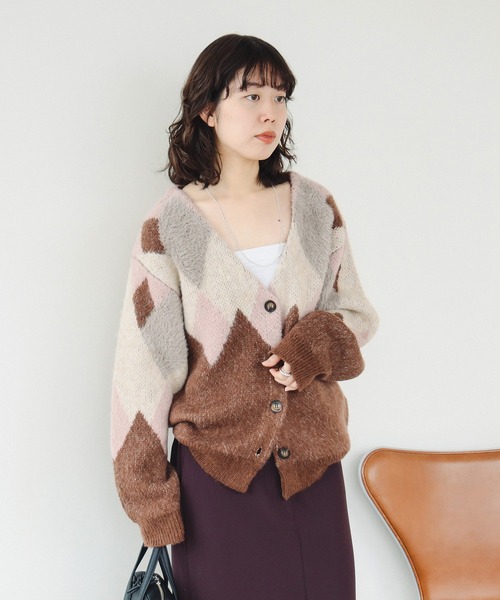 B：MING by BEAMS カーディガン アーガイル レディース : ZOZOTOWN