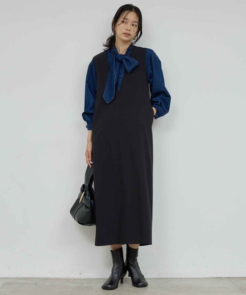 美品！ガリャルダガランテ 総針ワンピース 黒 ニットワンピ ロング