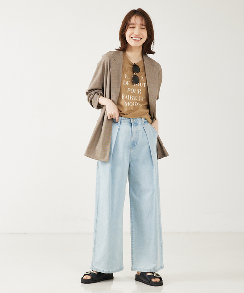 「abahouse mavie」 半袖Tシャツ フリー ライトグレー レディース_画像5