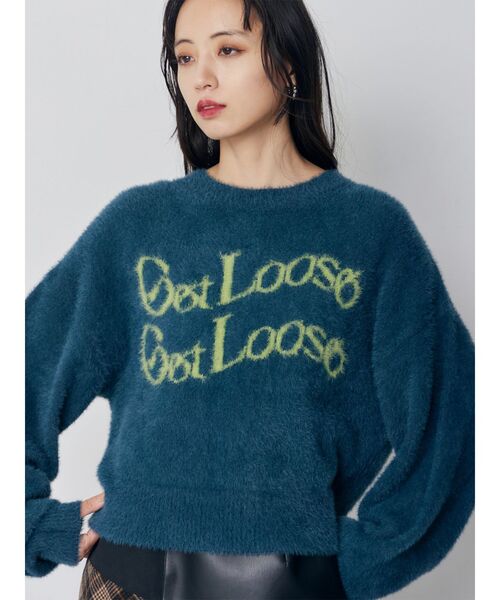 MURUA（ムルーア） ニット セーター ミニシャギーロゴニット