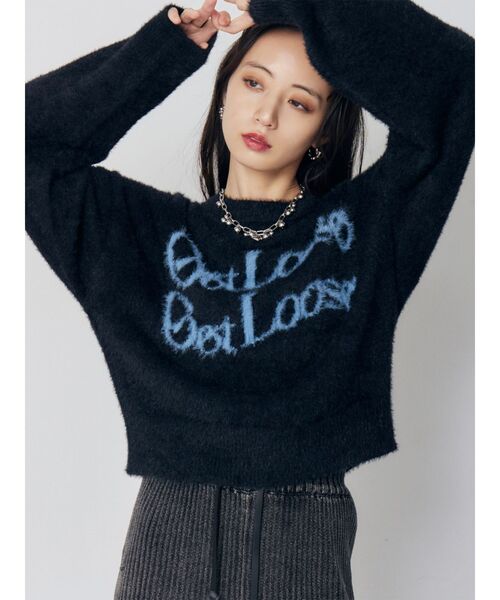 MURUA（ムルーア） ニット セーター ミニシャギーロゴニット