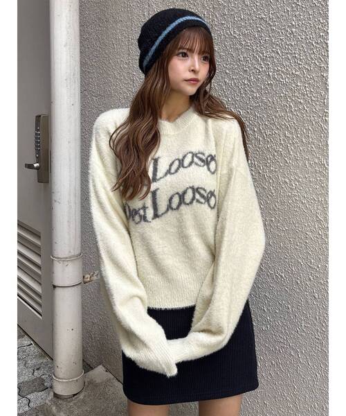 MURUA（ムルーア） ニット セーター ミニシャギーロゴニット