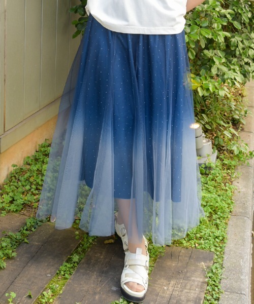 axes femme（アクシーズ ファム） ロング スカート チュールラメ