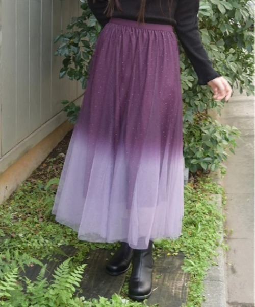 axes femme（アクシーズ ファム） ロング スカート チュールラメ