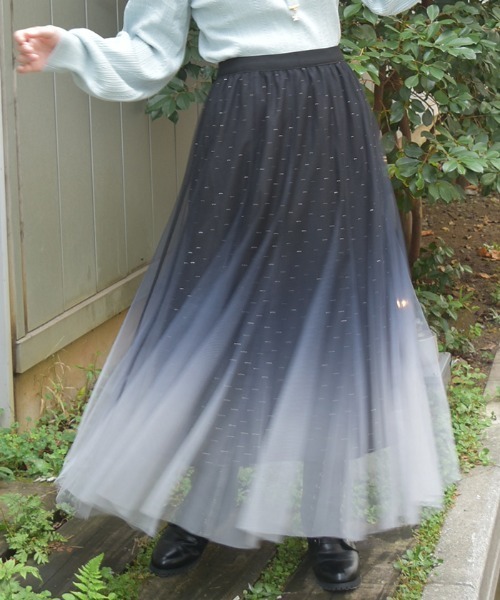 axes femme（アクシーズ ファム） ロング スカート チュールラメ