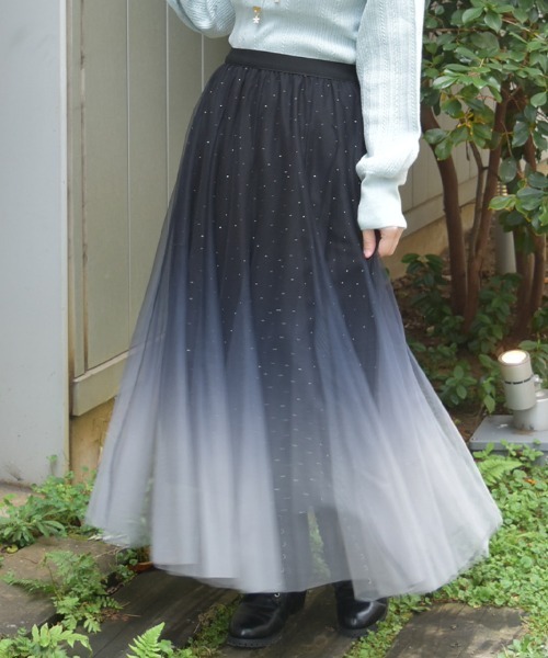 axes femme（アクシーズ ファム） ロング スカート チュールラメ