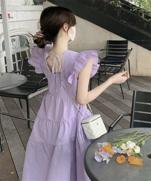 「FREE STYLISTS」 ノースリーブワンピース M パープル レディース_画像3