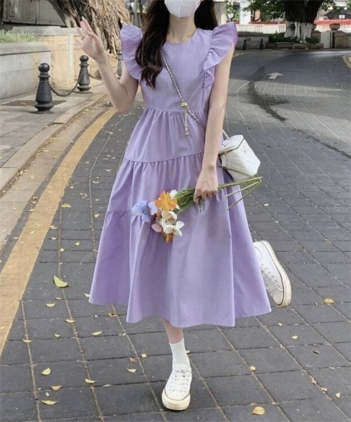 「FREE STYLISTS」 ノースリーブワンピース M パープル レディース_画像8