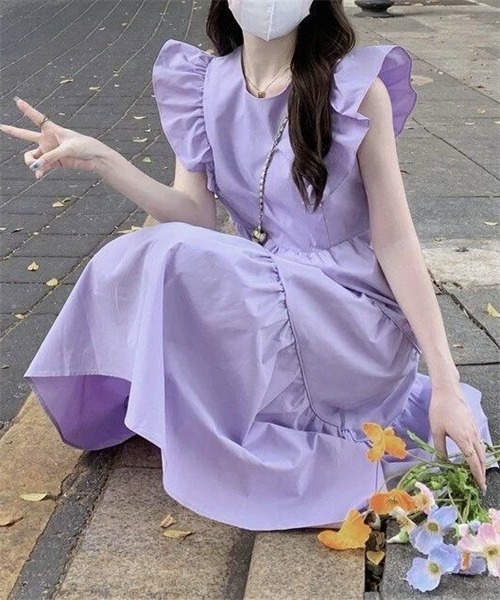 「FREE STYLISTS」 ノースリーブワンピース M パープル レディース_画像9