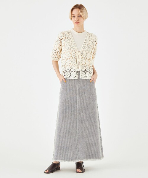 「MACPHEE」 半袖ニット S ブラック レディース_画像2