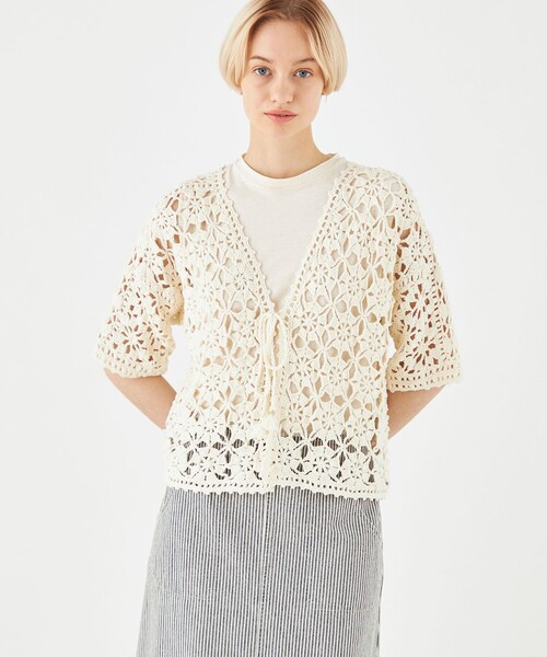 「MACPHEE」 半袖ニット S ブラック レディース_画像3