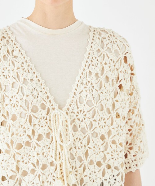 「MACPHEE」 半袖ニット S ブラック レディース_画像6