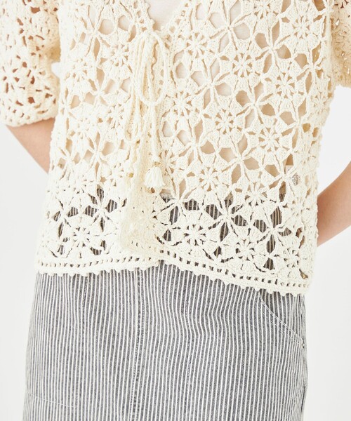 「MACPHEE」 半袖ニット S ブラック レディース_画像8