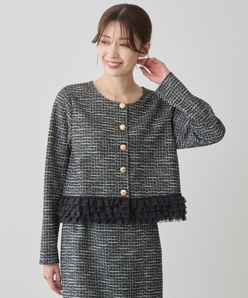 カモミールスーパービューティー今季コレクション　フリル　カーディガン黒44 カモミール様専用スーパービューティー今季コレクション フリル