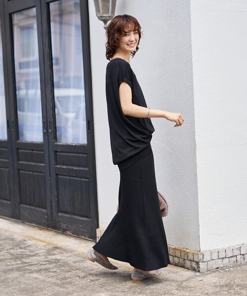 RIVE DROITE ブラックロングスカート サイズ38 RIVE DROITE（リヴドロワ） ロングスカート 38 ブラック レディース