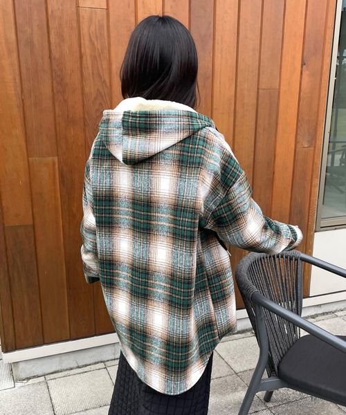 CRB ブラウス シャツ 裏ボアフードチェックシャツ レディース