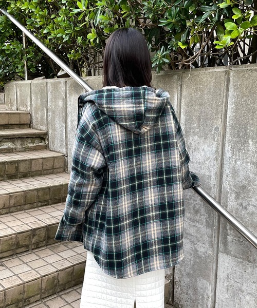 CRB ブラウス シャツ 裏ボアフードチェックシャツ レディース