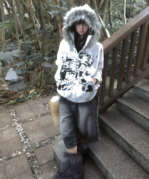 「FreeZone」 ジップアップパーカー FREE ライトグレー メンズ_画像3