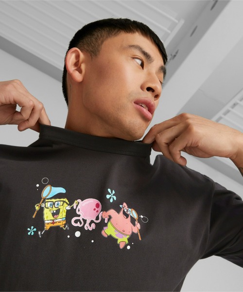 PUMA（プーマ） 7分袖Tシャツ「spongebobコラボ」 MEDIUM ブラック