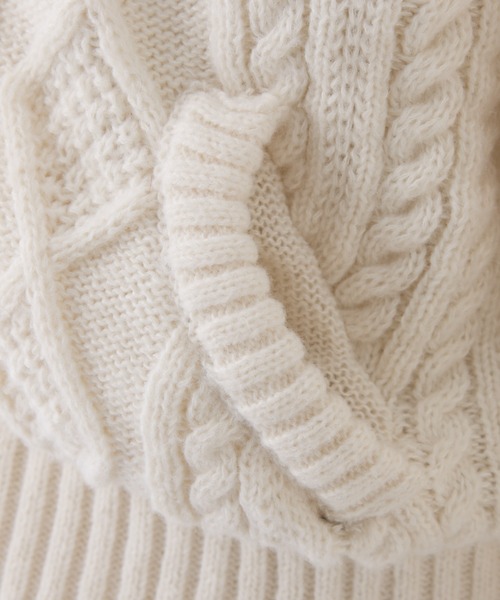 one after another NICE CLAUP ブルゾン アウター ケーブルニット中綿