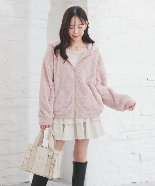 「Honeys」 ジップアップパーカー M ベージュ レディース_画像9