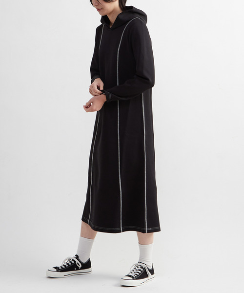 CONVERSE TOKYO ワンピース STITCH SWEAT HOODIE DRESS : ZOZOTOWN