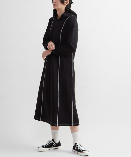 CONVERSE TOKYO ワンピース STITCH SWEAT HOODIE DRESS : ZOZOTOWN
