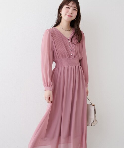 natural couture ワンピース ピンタックプリーツお上品ワンピース