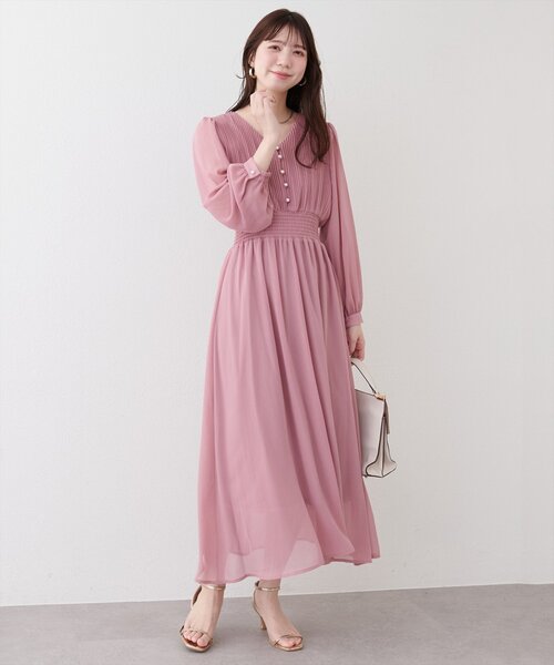 natural couture ワンピース ピンタックプリーツお上品ワンピース