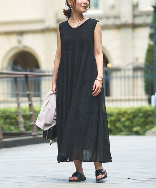 「un dix cors」 ドッキングワンピース FREE ブラック レディース_画像6