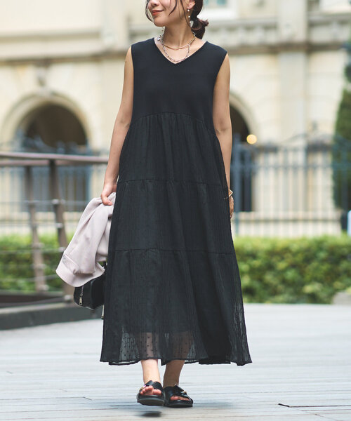 「un dix cors」 ドッキングワンピース FREE ブラック レディース_画像9