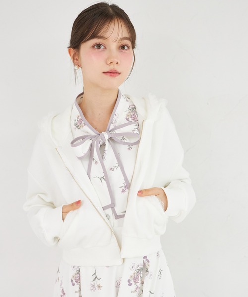 tocco closet（トッコ クローゼット） パーカー ドットチュールフリル
