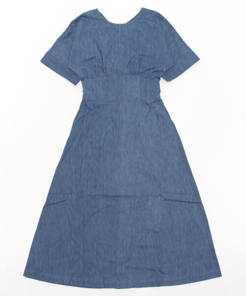 「DouDou」 7分袖ワンピース FREE サックスブルー レディース_画像2