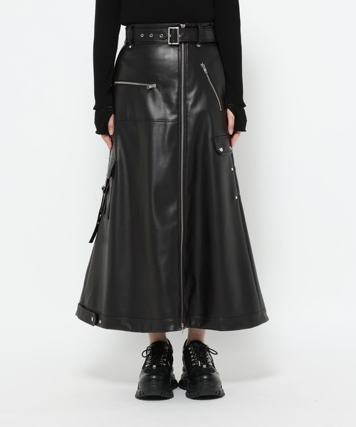 完売品　HARE 2way レザースカート HARE（ハレ）の「【EDGY MODE SET UP対応】2WAYフェイクレザースカート