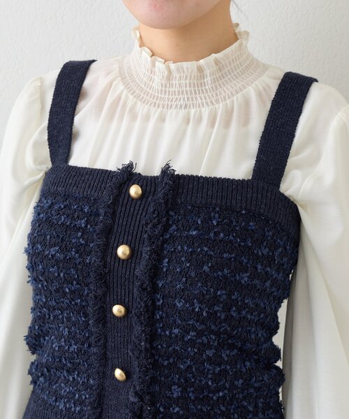 ラブティックボンボン♡ファンシーツイードニットカーディガン　ブラック La boutique Bonbon（ラブティックボンボン） ニット セーター 「今