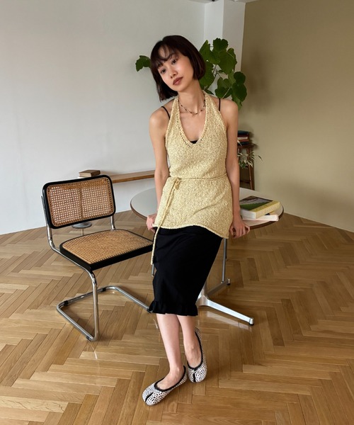 FUULLY STUDIO ワンピース テープヤーンホルターネックミニワンピース