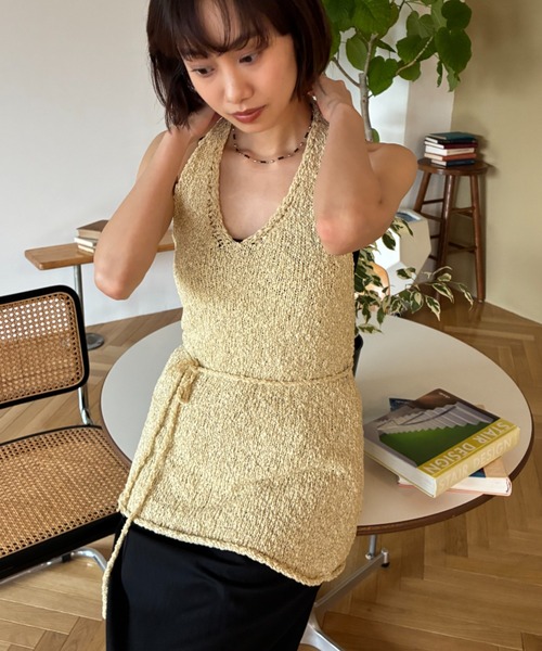 FUULLY STUDIO ワンピース テープヤーンホルターネックミニワンピース