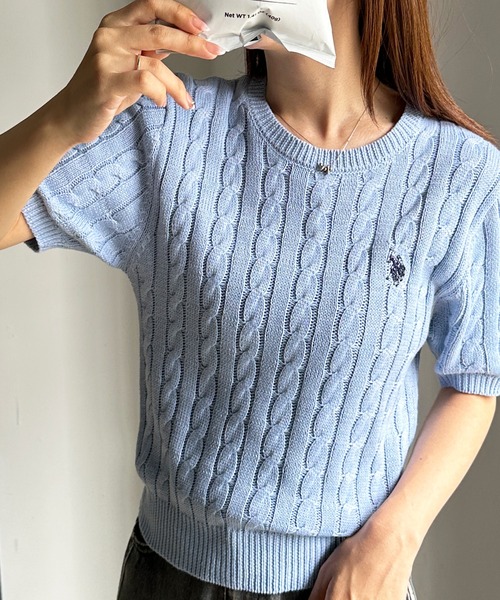 U.S. POLO ASSN.（ユーエスポロアッスン） 半袖ニット M ホワイト