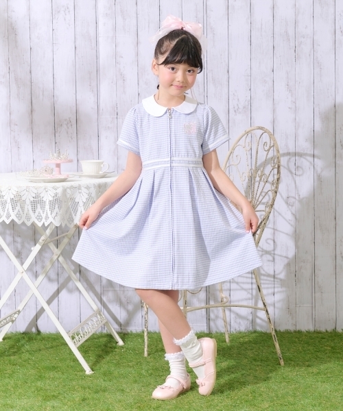 mezzo piano ワンピース 「バレエ」前開き ギンガムチェック