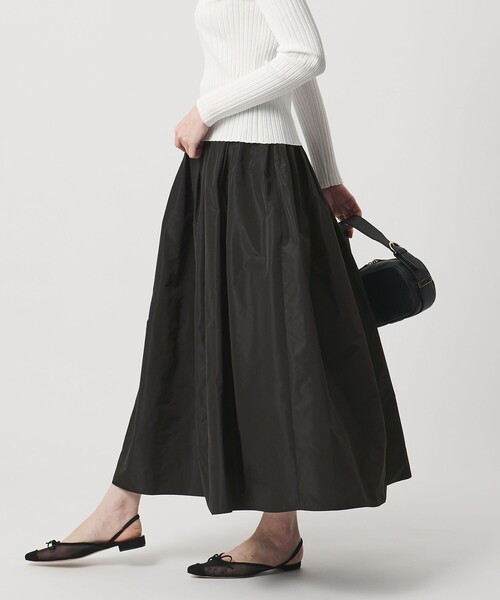UNITED ARROWS ブラック タフタボリュームギャザースカート 36 UNITED ARROWS（ユナイテッドアローズ） スカート タフタ ボリューム