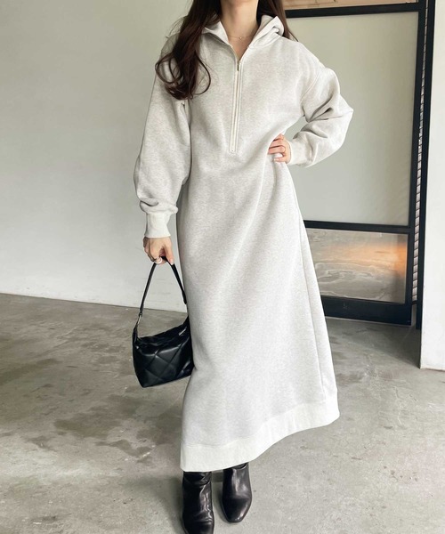 「GeeRA」 長袖ワンピース MEDIUM チャコール レディース_画像5