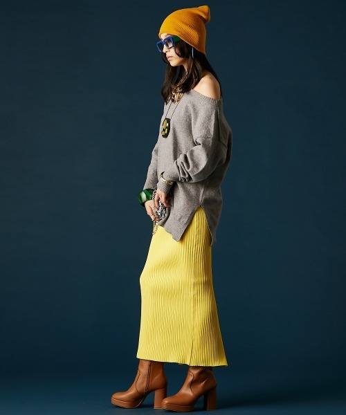 「GEVS.」 ニットスカート 5L チャコール レディース_画像8