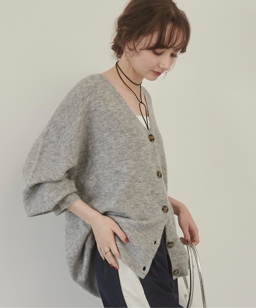 「ANGIE」 ニットカーディガン FREE グレー レディース_画像7
